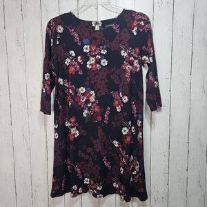 J. Jill  Wearever Collection Floral Print ¾ Sleeve Knit Dress Size Medium Petite